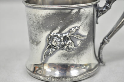 Antique Forbes Silver Co Art Nouveau Floral Monogramed Silver Plated Shaving Mug