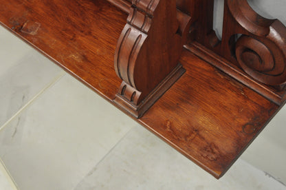 Antique Eastlake Victorian Carved Walnut Oval Mirror Sideboard Backsplash Shelf