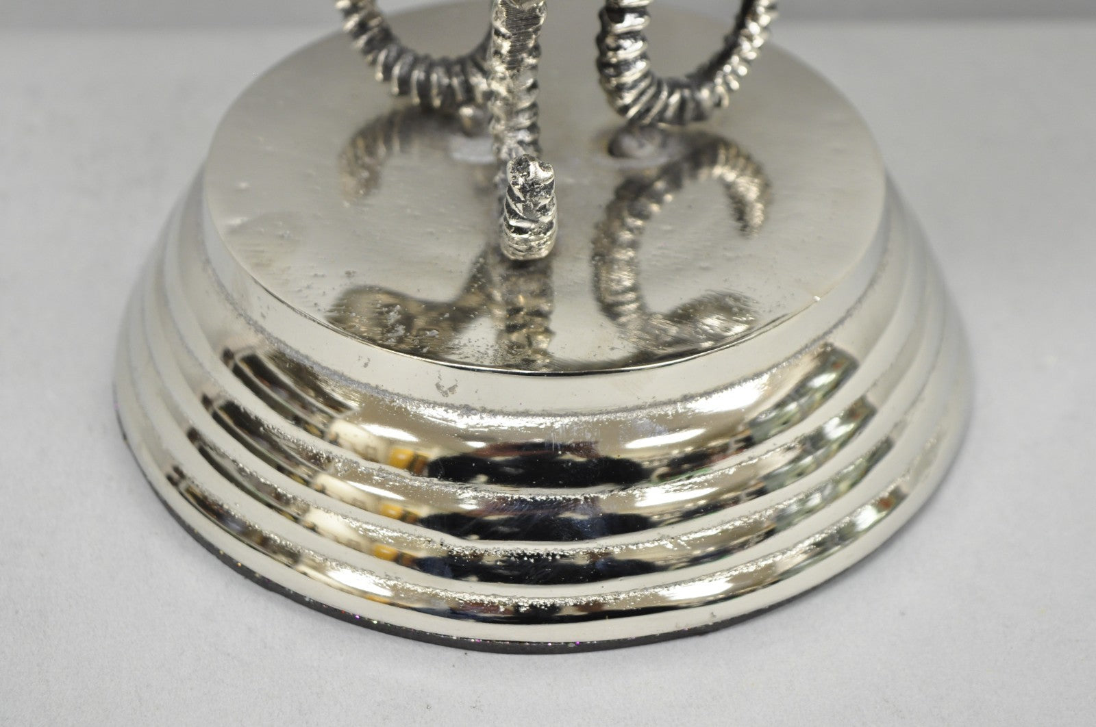 Decorative Nautical Silver Plated Seahorse Clamshell Pedestal Compote Candy Dish