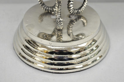Decorative Nautical Silver Plated Seahorse Clamshell Pedestal Compote Candy Dish