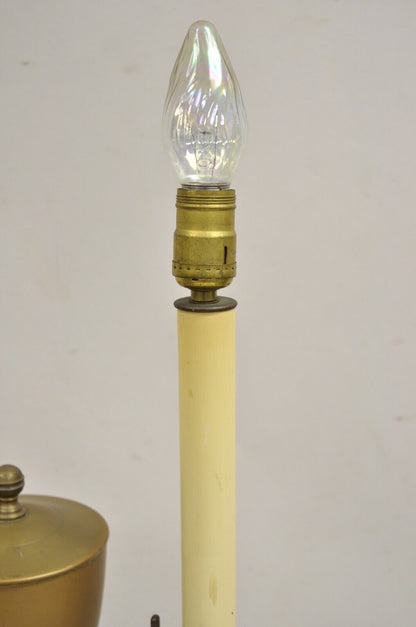 French Empire Neoclassical Brass Candlestick Student Oil Style Table Lamp