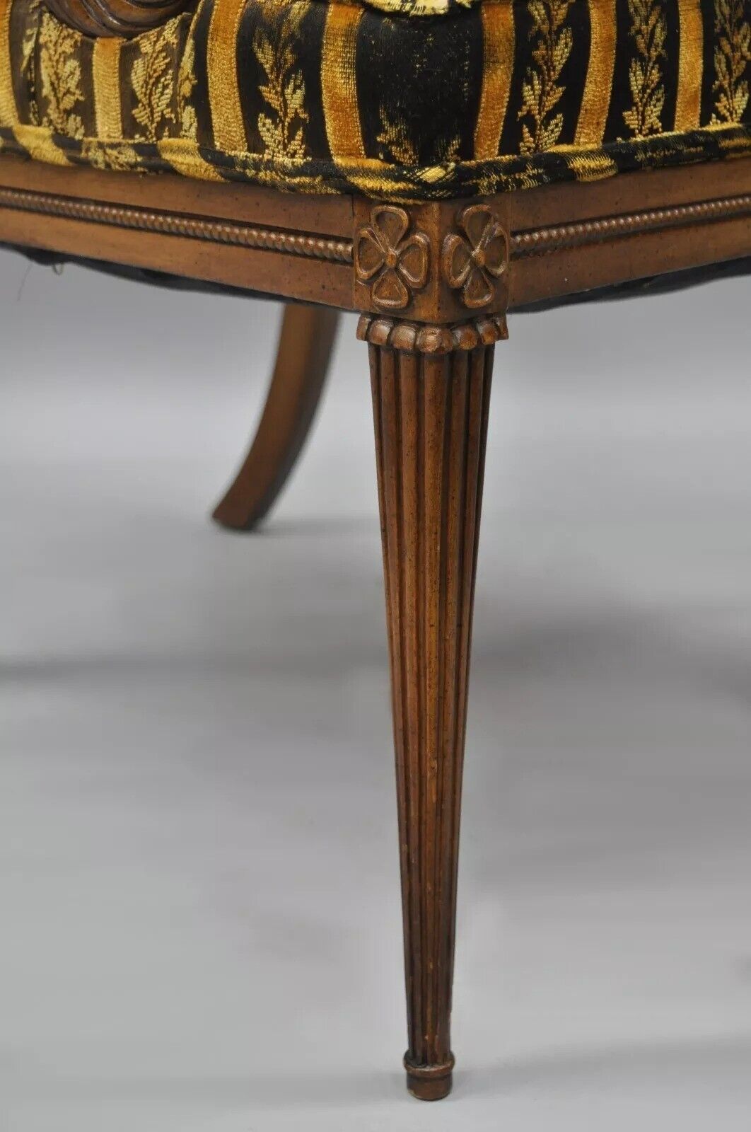 Grosfeld House Hollywood Regency Mahogany Plume Feather Carved Arm Chairs - Pair