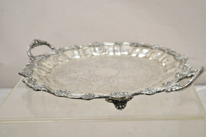 Vintage Victorian Style Silver Plated Scalloped Edge Round Serving Platter Tray