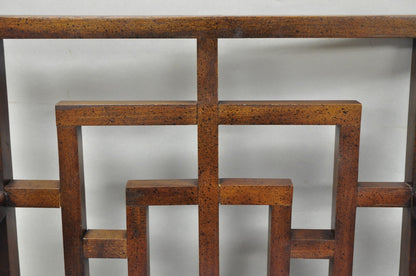 Vintage Chinese Chippendale James Mont Style Fretwork Lounge Arm Chairs - a Pair