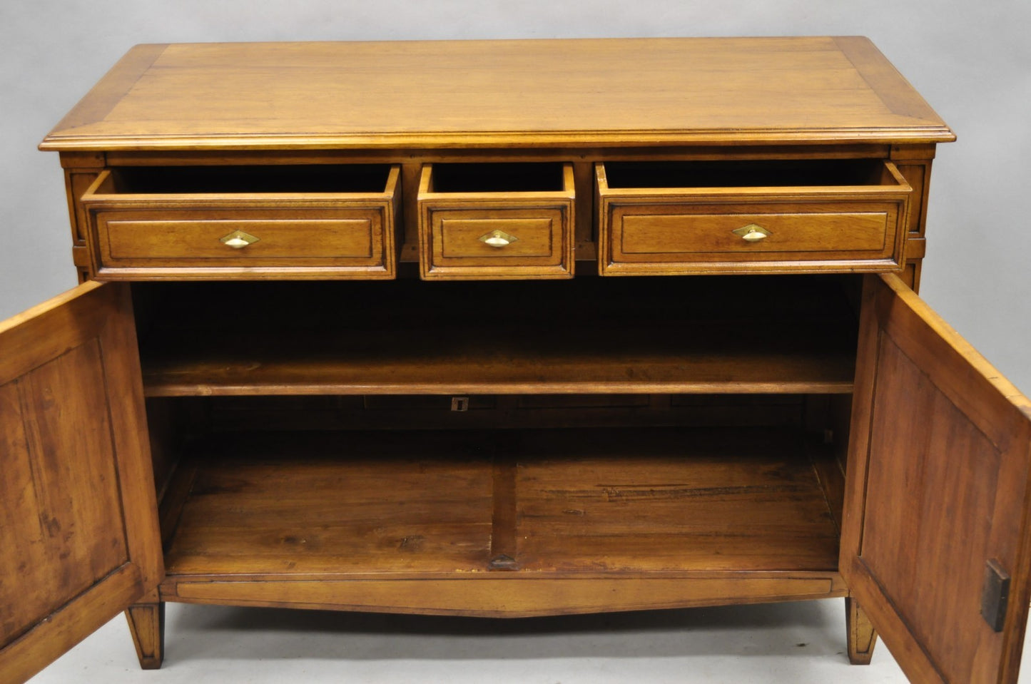 Vintage French Country Cherry Wood Server Buffet Sideboard Cabinet by MNdB