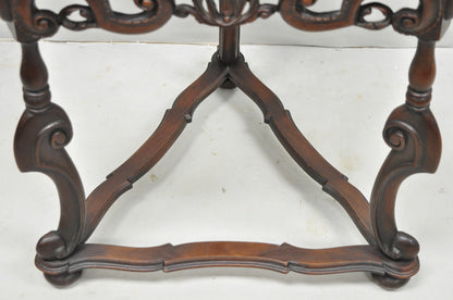 Antique Burl Walnut William & Mary Jacobean Triangular Accent Side Table