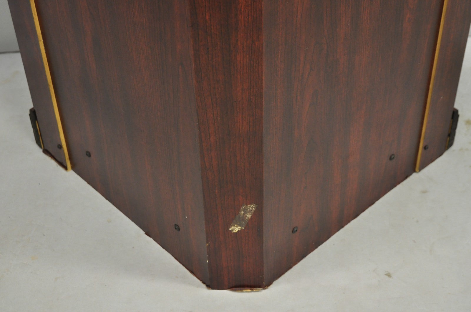Contemporary Faux Cherry Wood Mirror Glass Corner Curio Display Case Cabinet