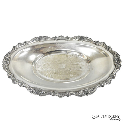 Vintage Victorian Style Silver Plated Oval 13.5" Trinket Serving Dish (D)