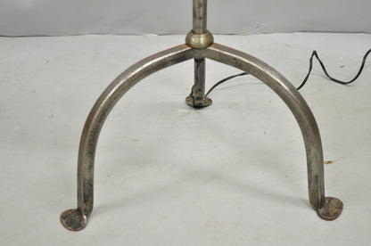 Vintage Spanish Gothic Hand Wrought Iron Candlestick Short Italian Floor Lamp