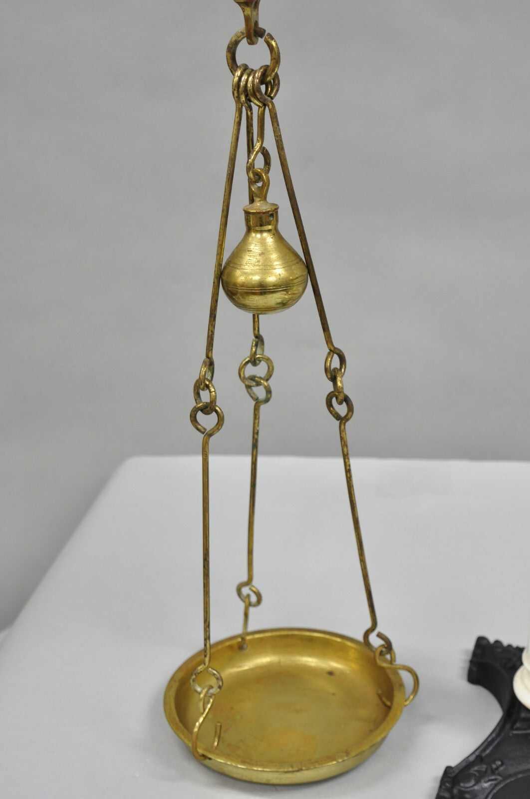 Antique W.& T. Avery English Victorian Brass & Porcelain Balance Beam Scale