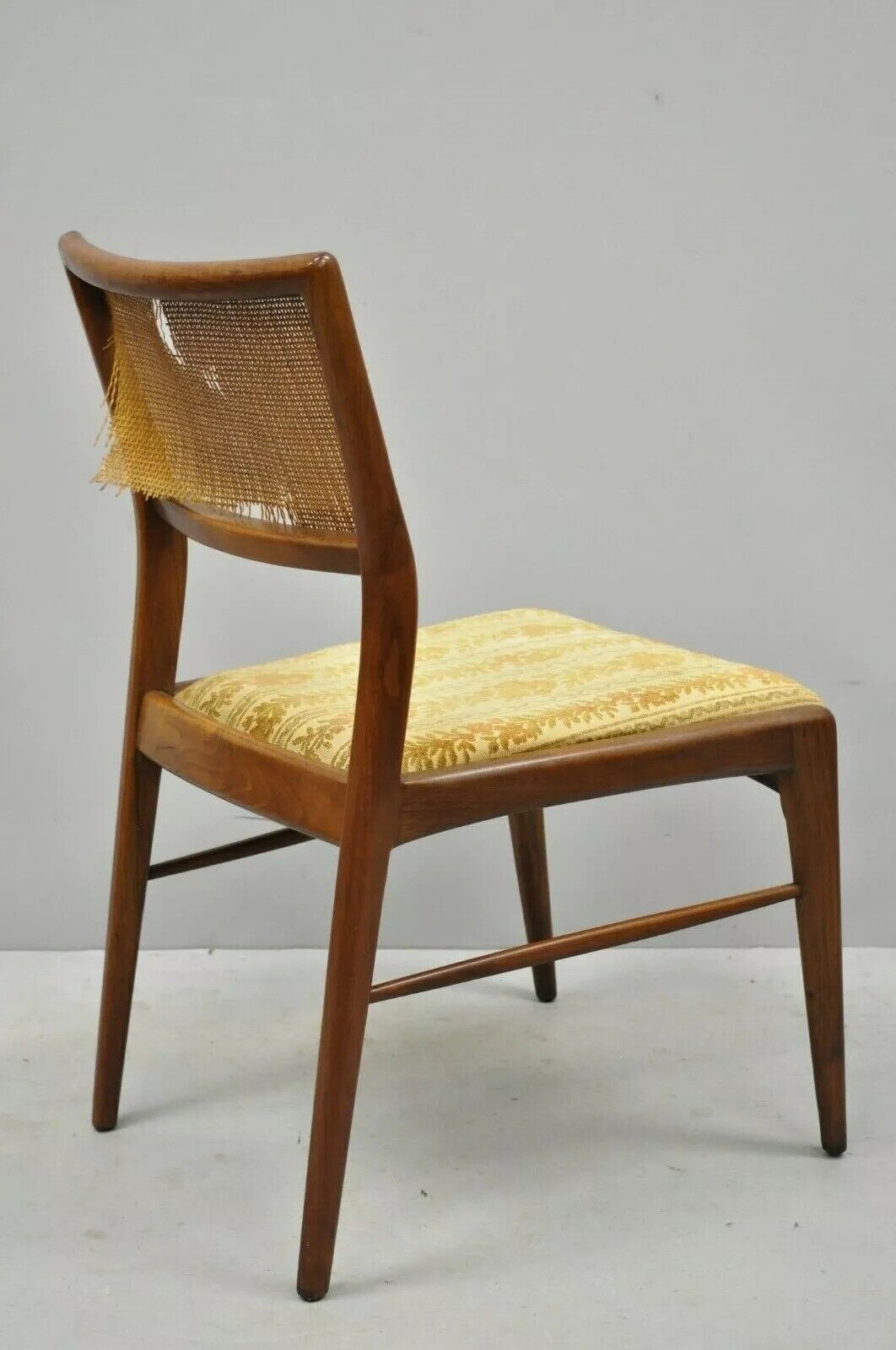 Vintage Mid Century Modern Paul McCobb Style Walnut Cane Dining Chairs - Set 4