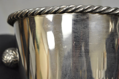 Hollywood Regency Silver Plated Champagne Chiller Ice Bucket w/ Knot Handles