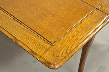Vintage Mid Century Modern Klismos Saber Leg Oak Wood Drop Leaf Dining Table