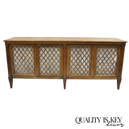 Vintage Baker French Empire Style Cherry Lattice Door Credenza Buffet Sideboard