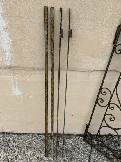 Antique Spanish Renaissance Scrolling Wrought Iron 57 x 45 Garden Entry Gate Set