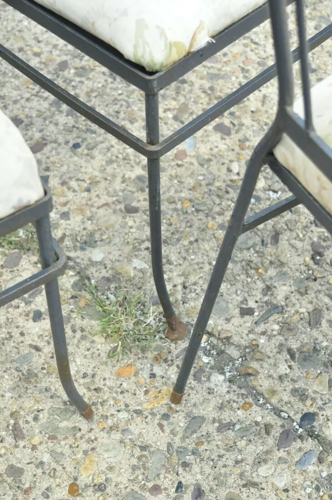 Vintage Mid Century Italian Modern Wrought Iron Patio Dining Chairs - Set of 4