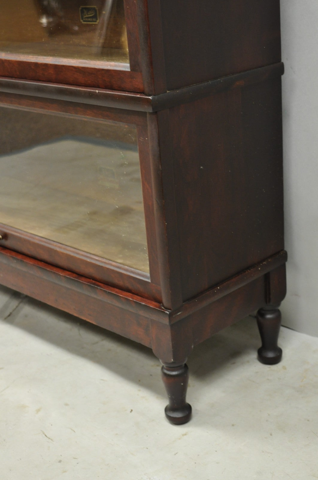 Antique Hale Mahogany 3 Section Stacking Barrister Glass Door Lawyers Bookcase