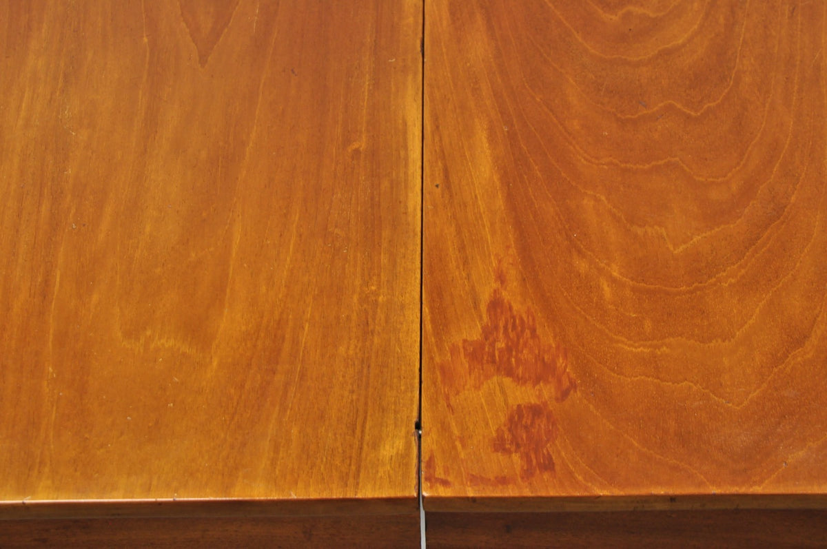 Antique American Empire 54" Square Mahogany Paw Foot Pedestal Base Dining Table