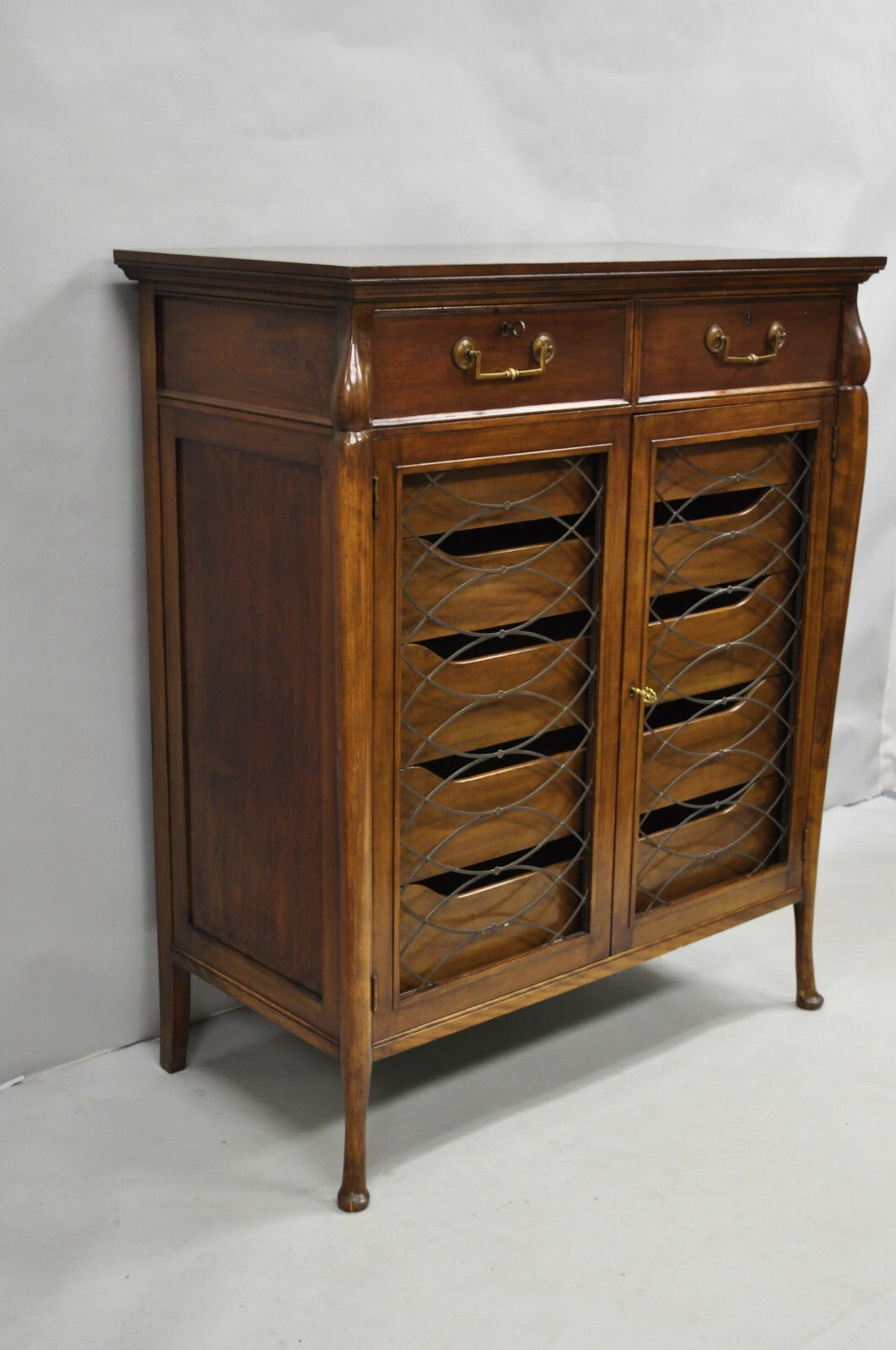 Vintage French Hollywood Regency Custom Walnut Tall Chest Highboy Dresser