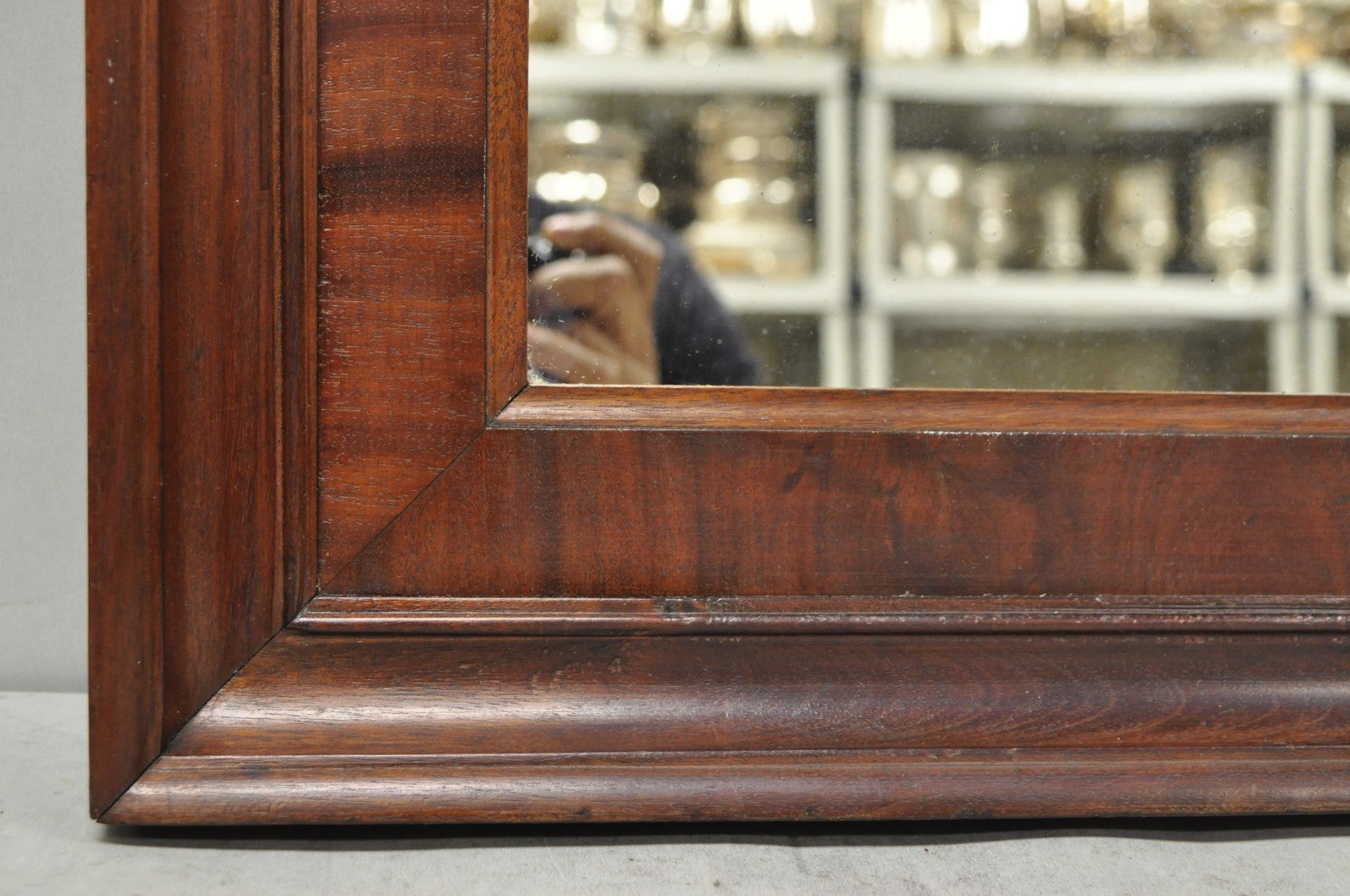 Antique American Empire Crotch Mahogany Wood Frame Rectangular Wall Mirror