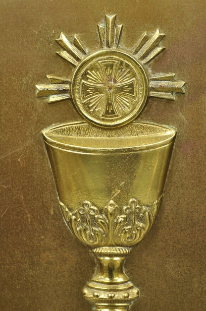 Antique Gothic Bronze Wall Hanging Altar Door Tabernacle with Chalice (B)