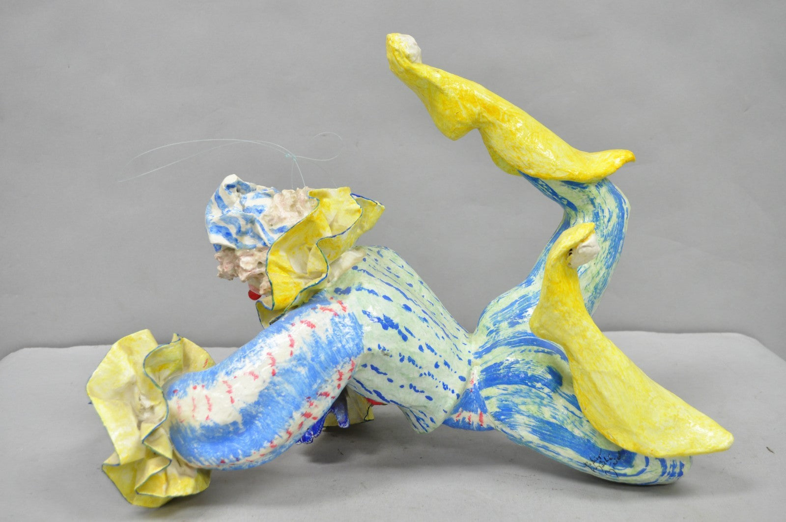 Vintage Jeanne Valentine Style Papier Mache Hanging Acrobat Clown Sculpture