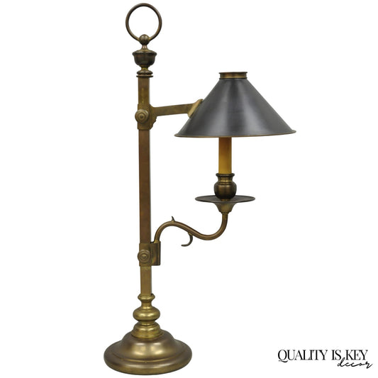 Vintage Chapman French Country Patinated Brass Branch Candlestick Desk Lamp