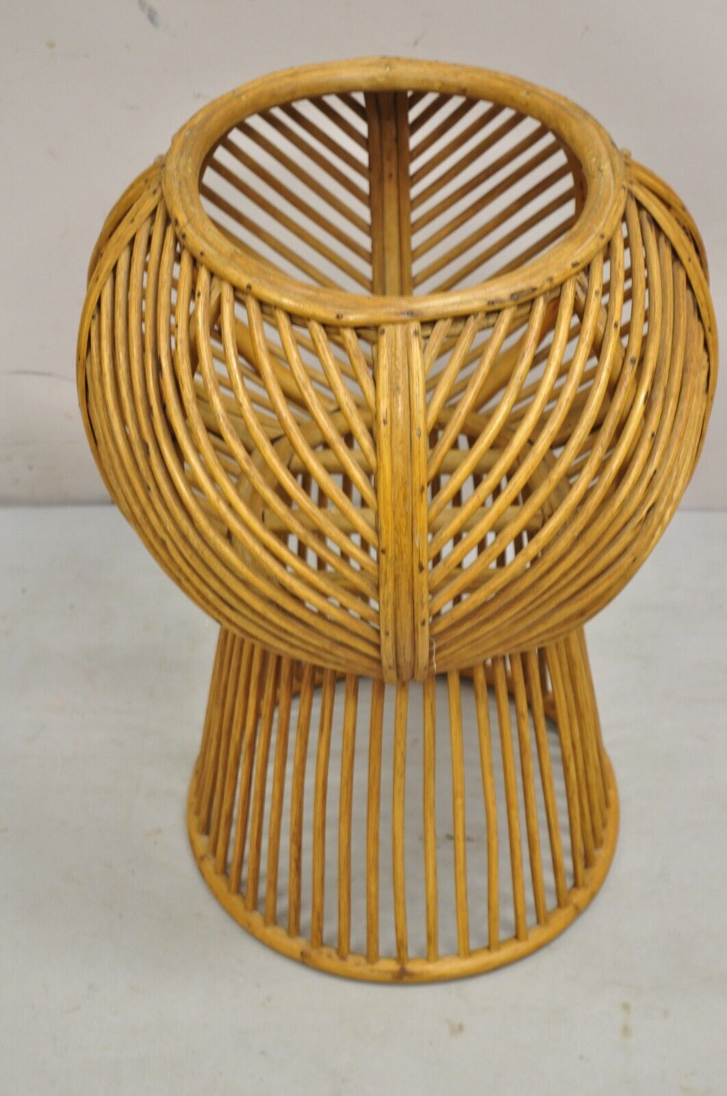 Vintage Mid Century Modern Woven Wicker Franco Albini Style Rattan Plant Stand