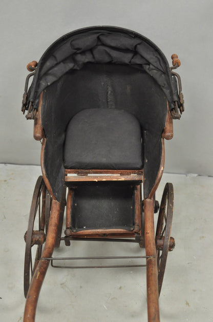 Antique Victorian Bentwood Small Child Size Decorative Baby Buggy Carriage