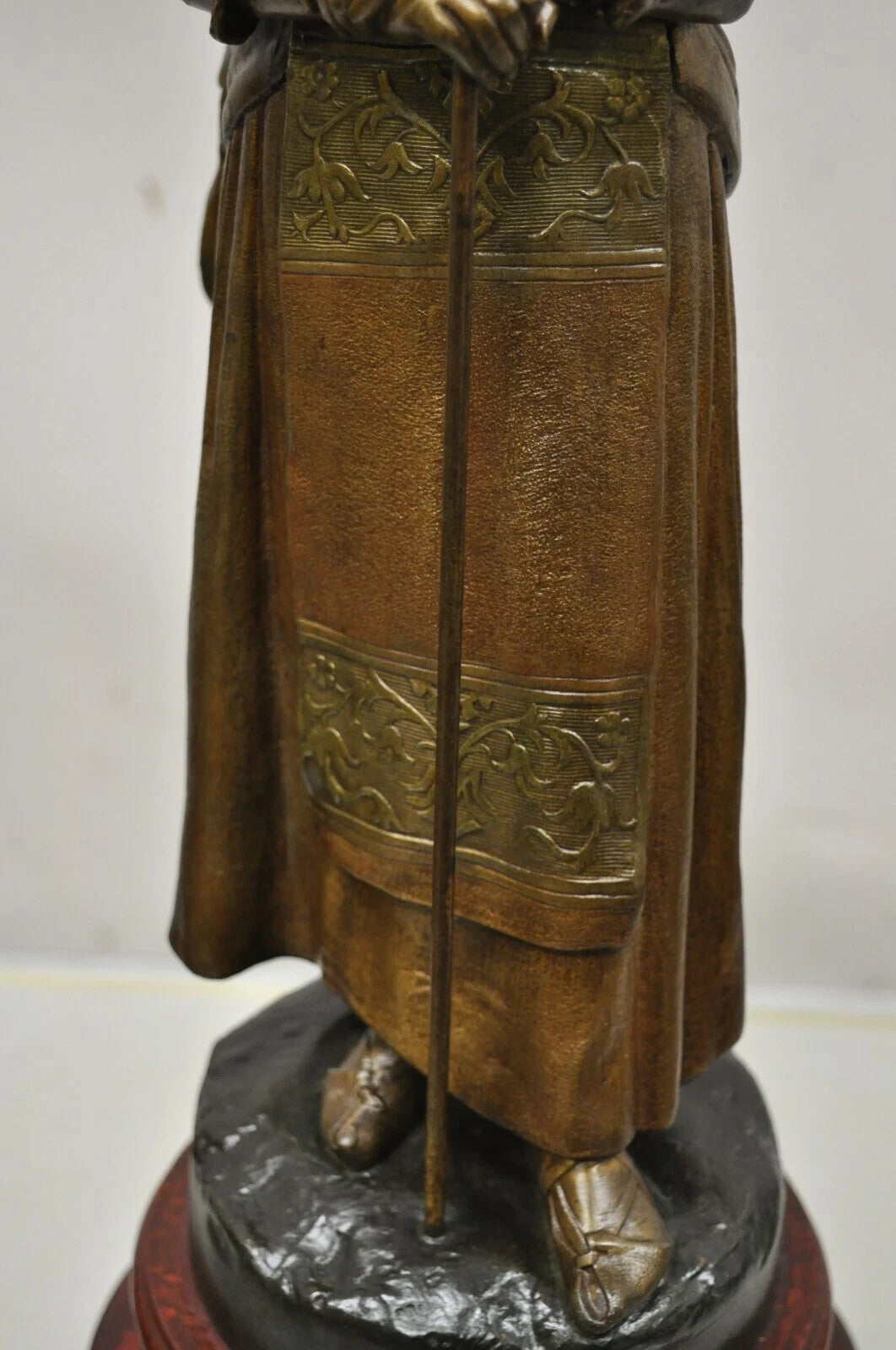 Antique Hiver French Spelter Sculpture Statue of Woman Carrying Bundle of Sticks