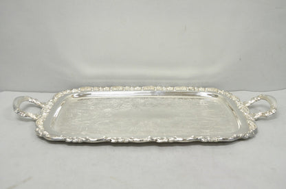 Vintage Oneida Victorian Silver Plated Etched Butlers Serving Platter Bar Tray