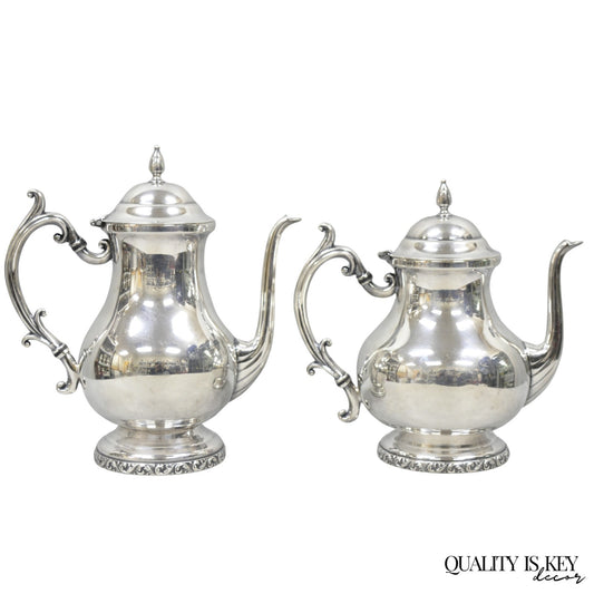 Vintage Victorian Silver Plated Coffee Pot & Tea Pot by National 3000 & 3001