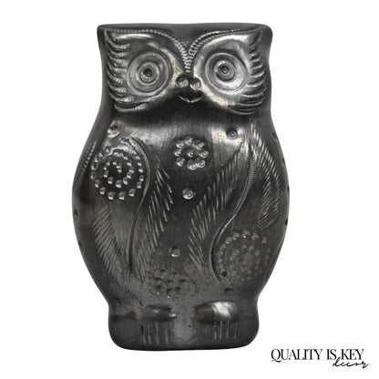 Dona Rosa Barro Negro Black Pottery 4" Carved Owl Figurine Mid Century Modern