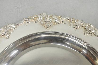 Vintage English Victorian Sheffield Silver Plated Grapevine Repousse 12" Dish