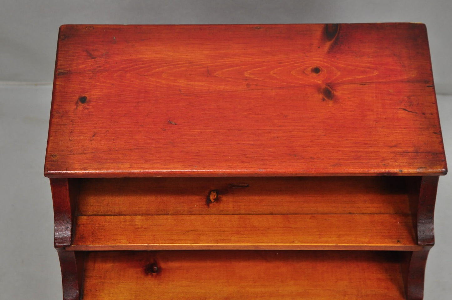 Antique French Country Primitive Pine Wood Farmhouse Magazine Rack Book Stand