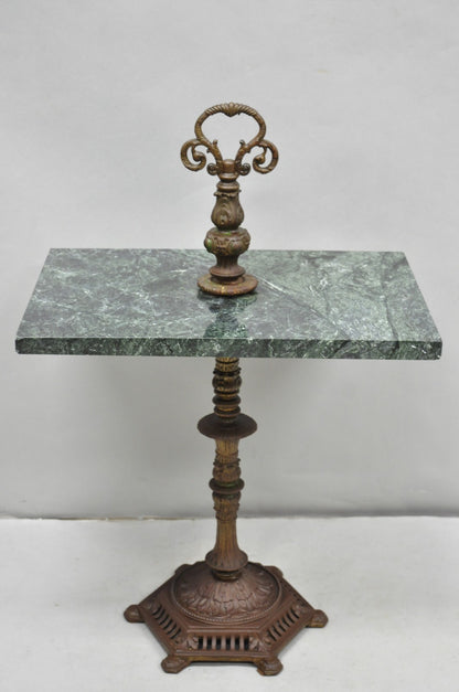 Antique Victorian Green Marble Cast Iron Pedestal Base Smoking Stand Side Table