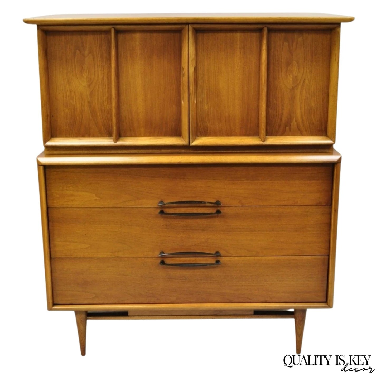 Kent Coffey Eloquence Mid Century Modern Walnut Tall Chest Highboy Dresser