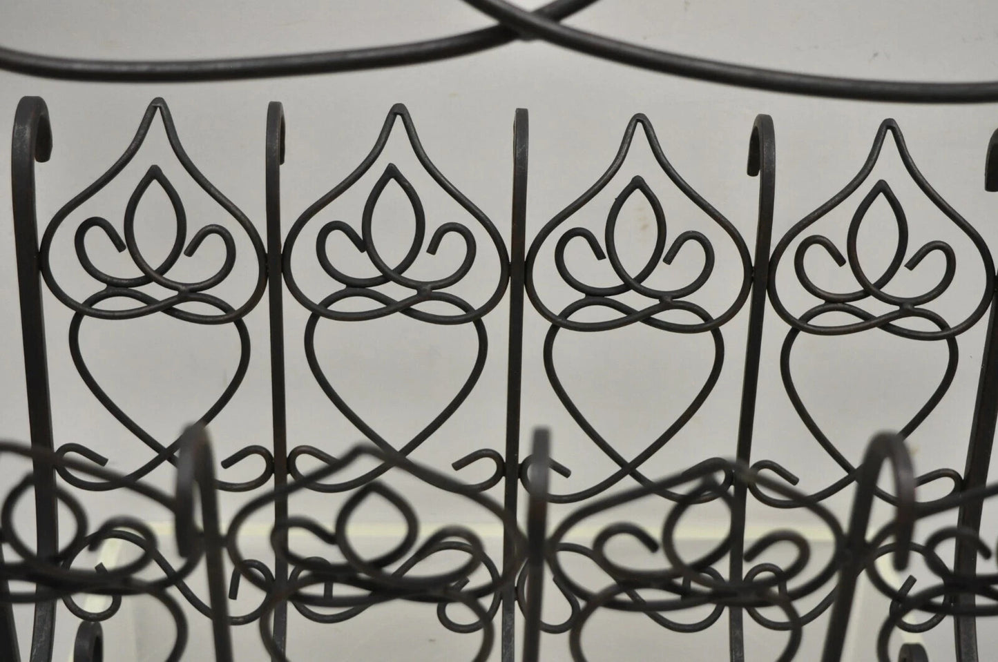 Vintage French Style Scrolling Wrought Iron Magazine Rack Stand with Heart