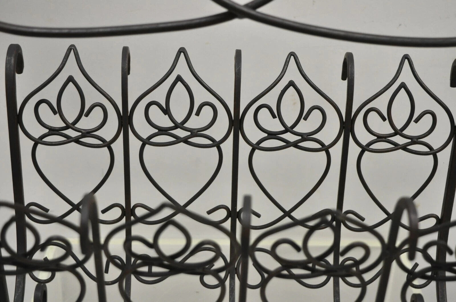 Vintage French Style Scrolling Wrought Iron Magazine Rack Stand with Heart