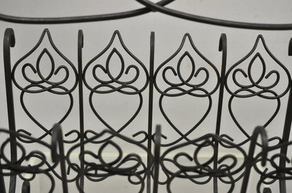 Vintage French Style Scrolling Wrought Iron Magazine Rack Stand with Heart