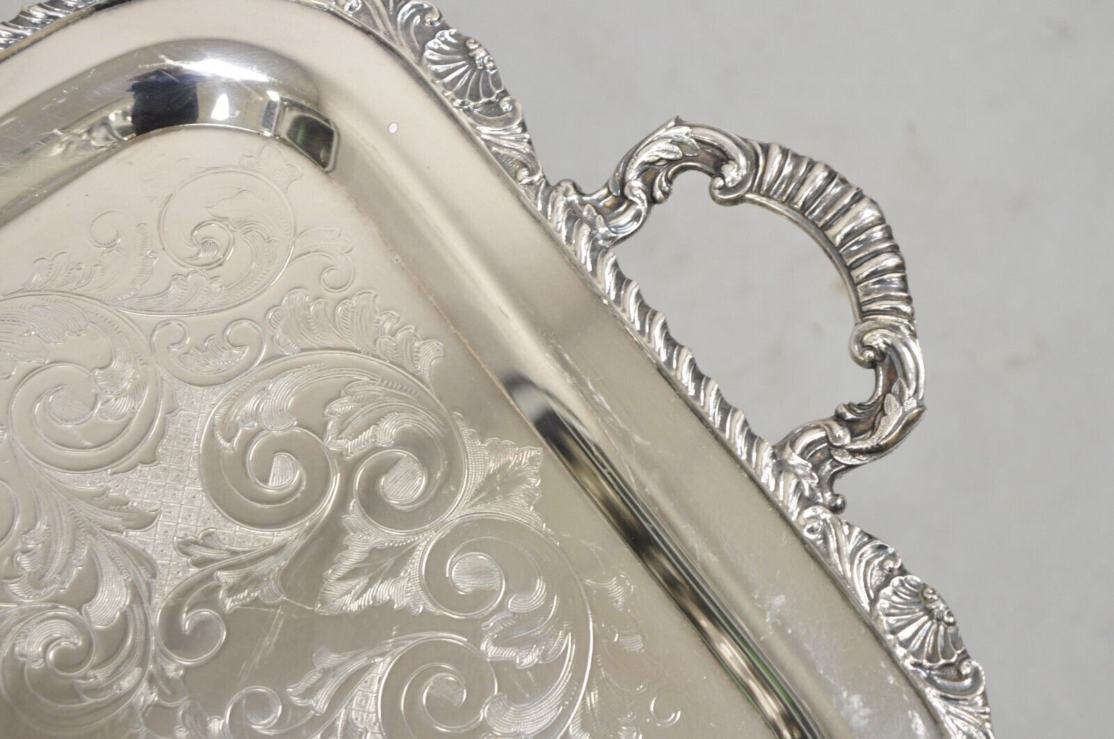 Vintage Marlboro Victorian Style Silver Plated Butlers Serving Platter Tray