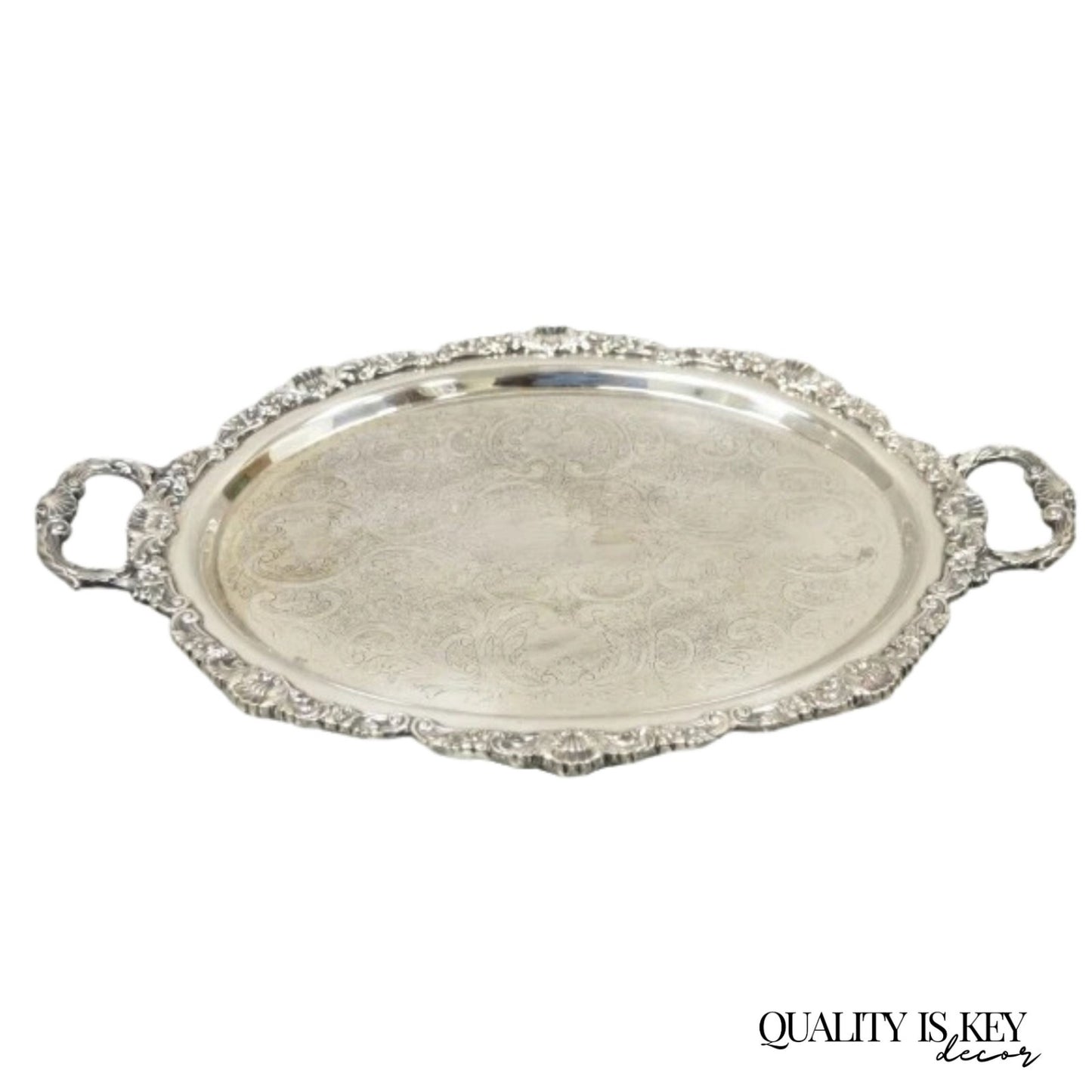 Vintage EPCA Bristol Silver by Poole 73 16 Silver Plated Oval Platter Bar Tray