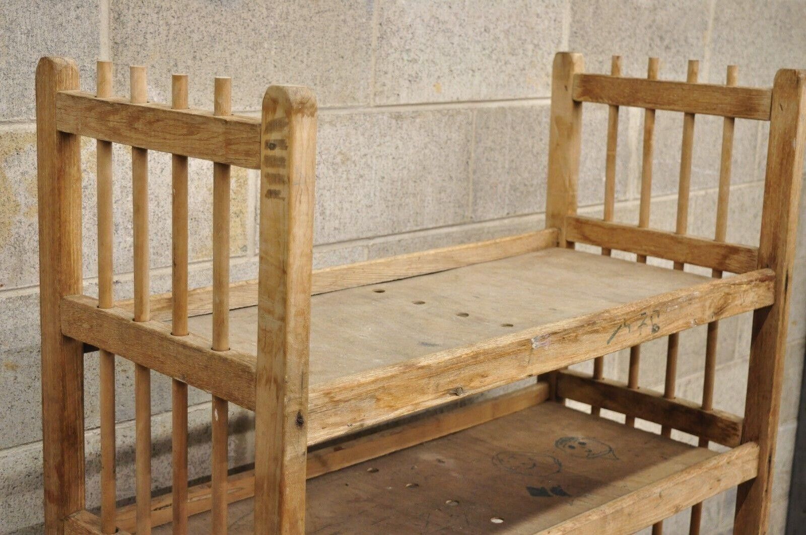 Vintage Wooden Industrial 5 Shelf Shoe Drying Rack Steampunk Bookcase Stand
