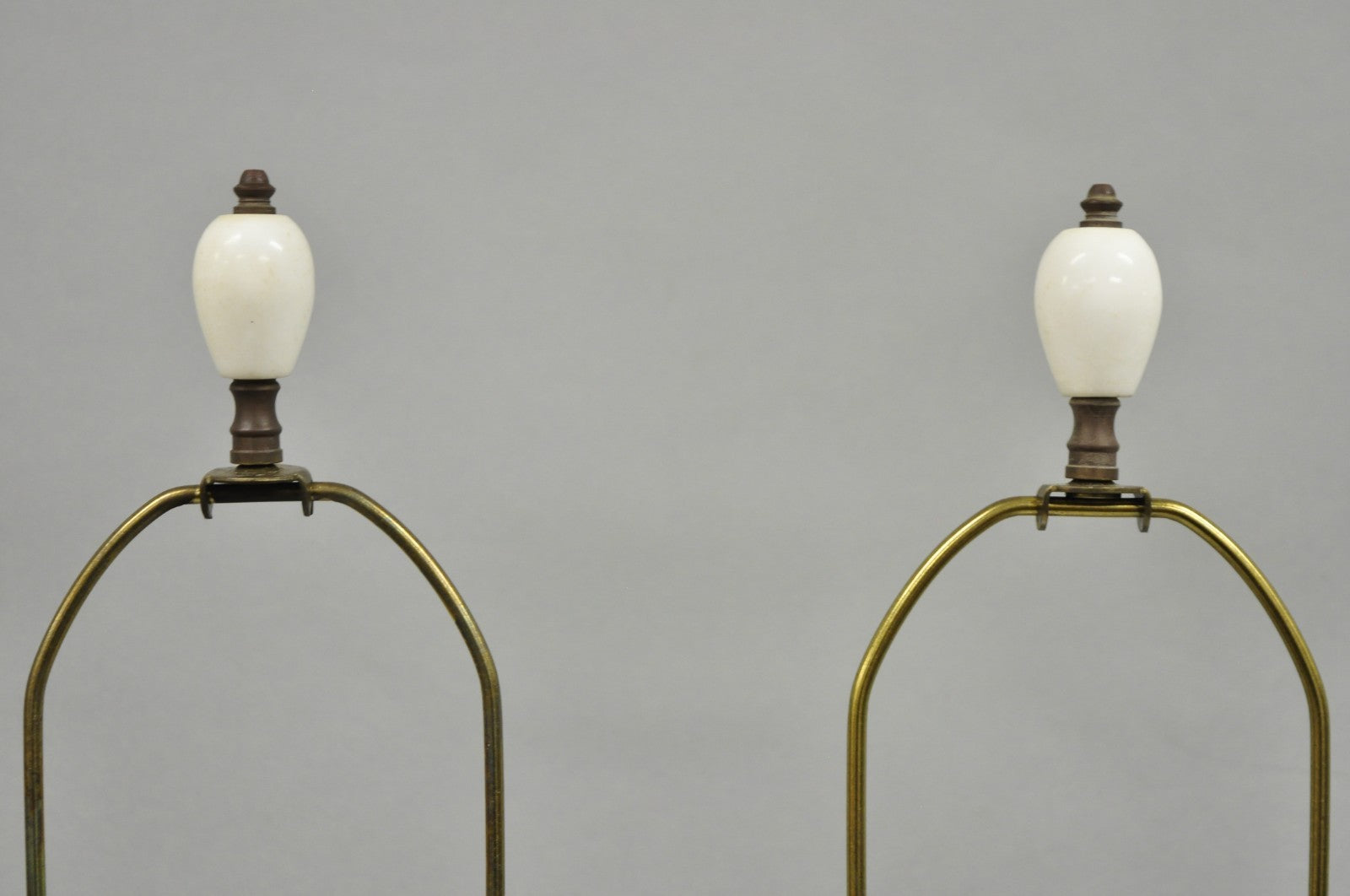 Vintage Italian Neoclassical White Carved Marble Empire Column Table Lamp Pair