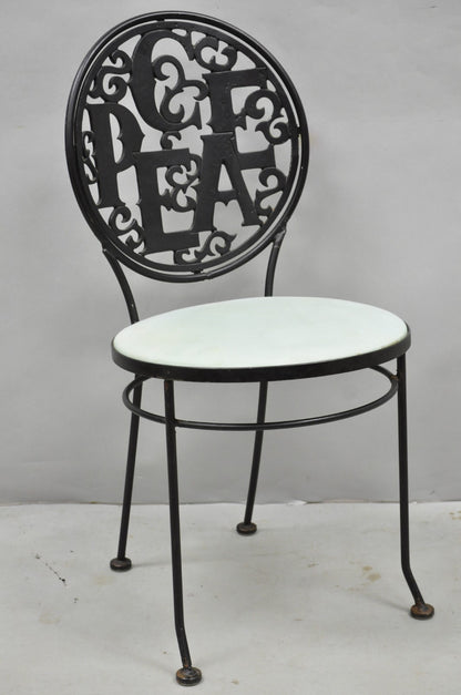 Arthur Umanoff for Shaver Howard "Peace & Love" Wrought Iron Bistro Side Chair