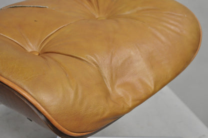 Vintage Selig Mid Century Modern Eames Style Chrome Walnut Footstool Ottoman