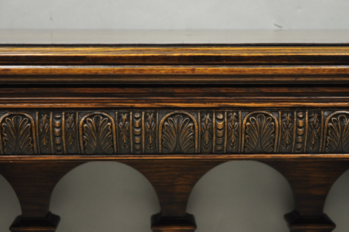Antique Italian Renaissance Figural Carved Griffin Oak Flip Top Library Table