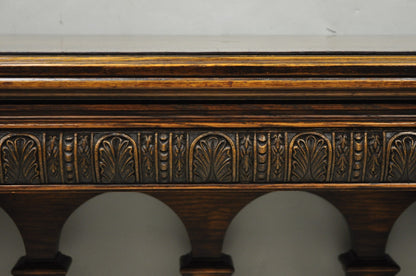 Antique Italian Renaissance Figural Carved Griffin Oak Flip Top Library Table