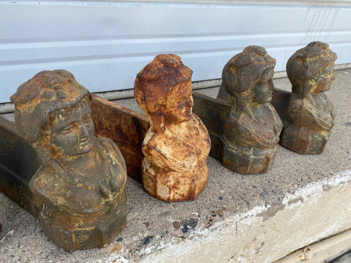 French Victorian Style Cast Iron Figural Women Bust Maiden Form Boot Scraper (B)