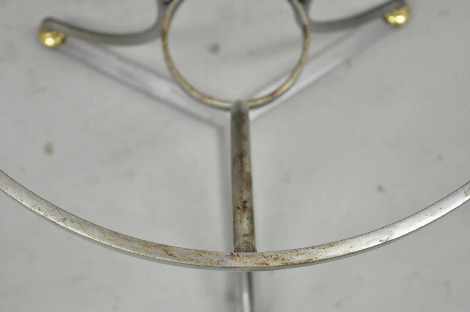 Italian Neoclassical Maison Jansen Style Steel & Brass Round End Tables - a Pair